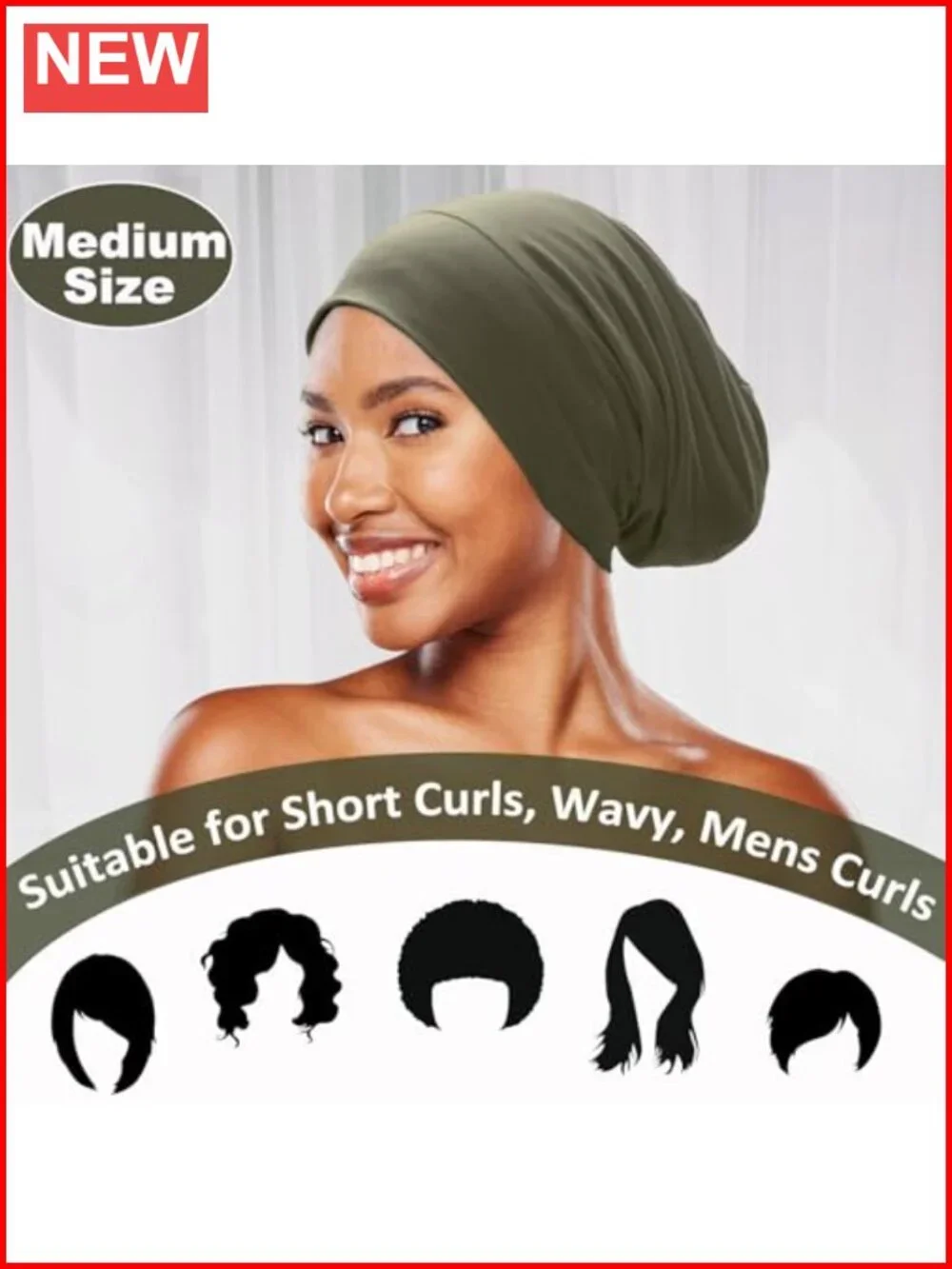 Cooling Ice Silk Lined Sleep Cap Bonnet with Adjustable Strap for Curly Braids